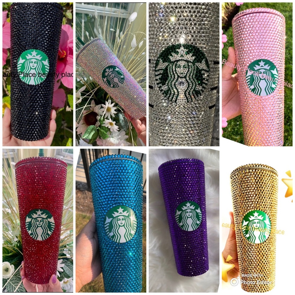 New Starbucks Tumbler Bedazzled Bling Rhinestone